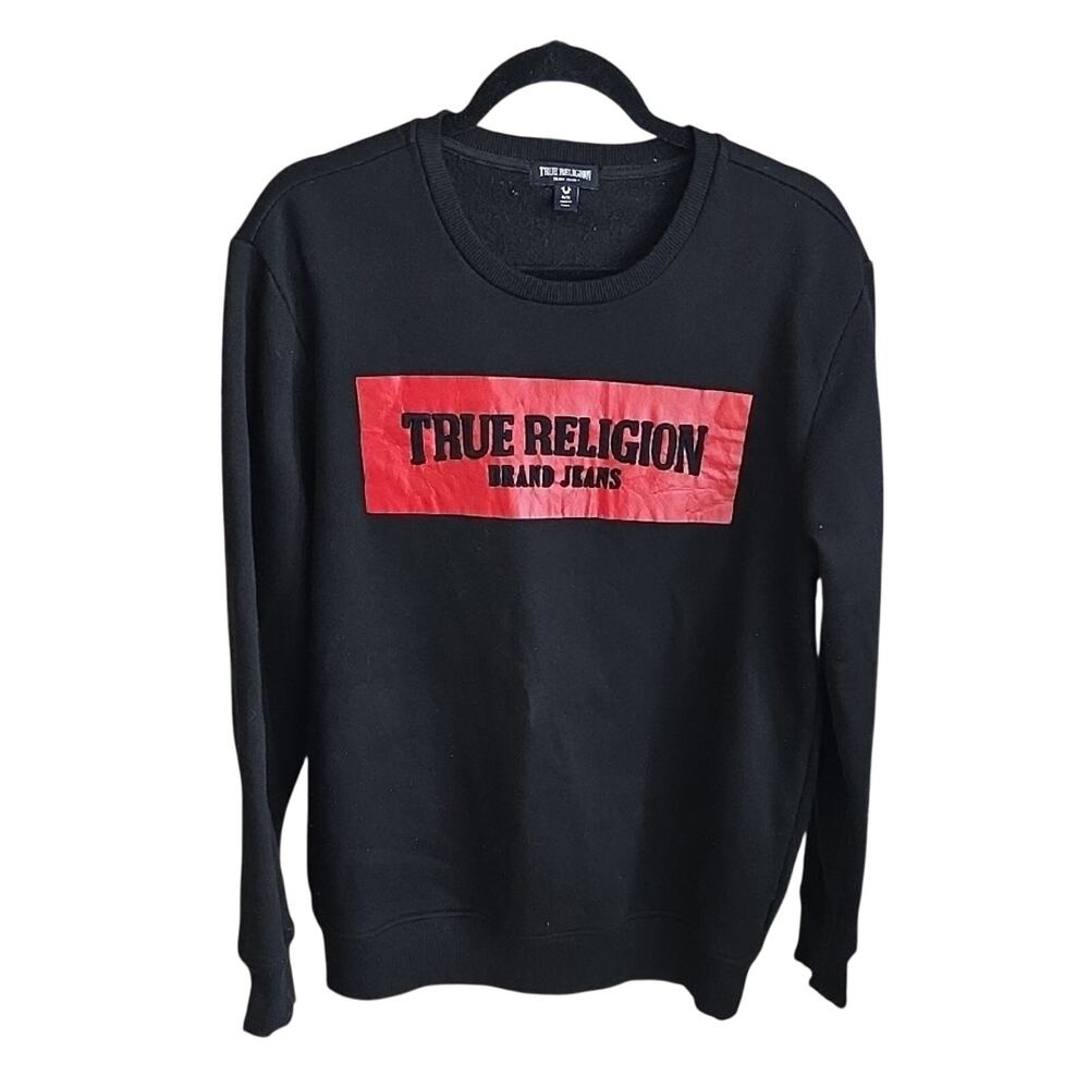 True Religion Black Logo Sweatshirt Mens Size Medium